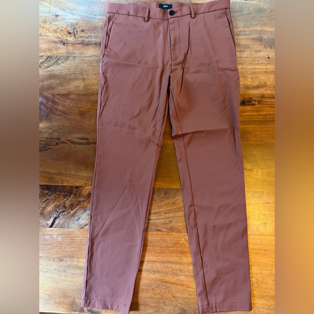 Theory Pants Men's 34 Zaine Pants Straight Leg Brown Performance